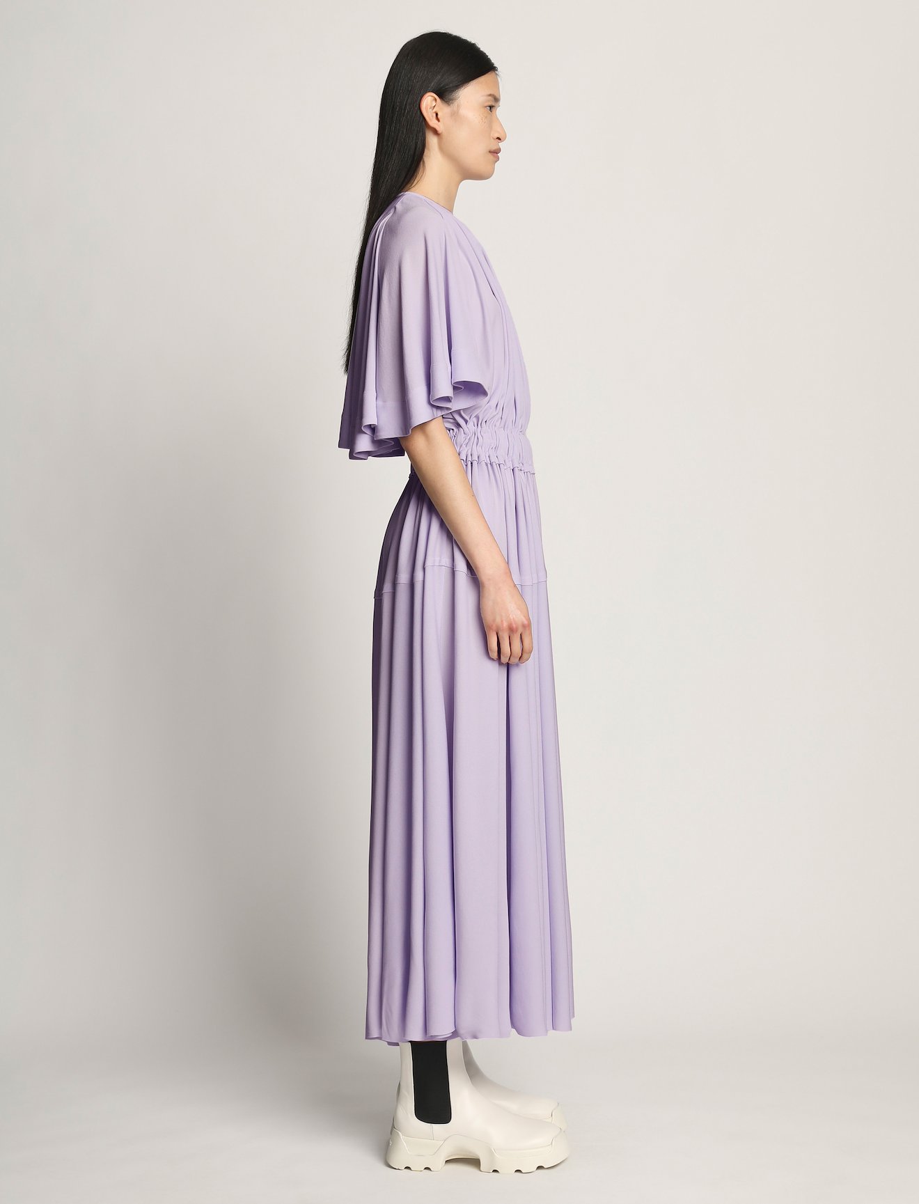 Viscose Crepe Gathered Jersey Dress #1