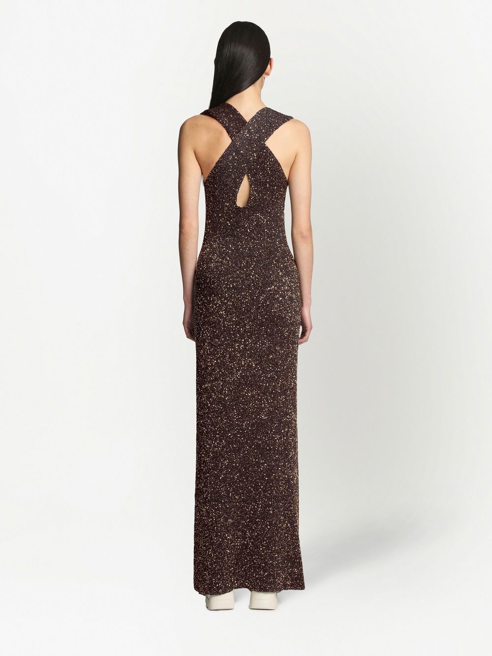 Shop Proenza Schouler Sequin-embellished Knitted Dress In Brown