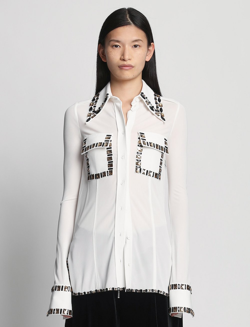 Embroidered Stone Jersey Shirt