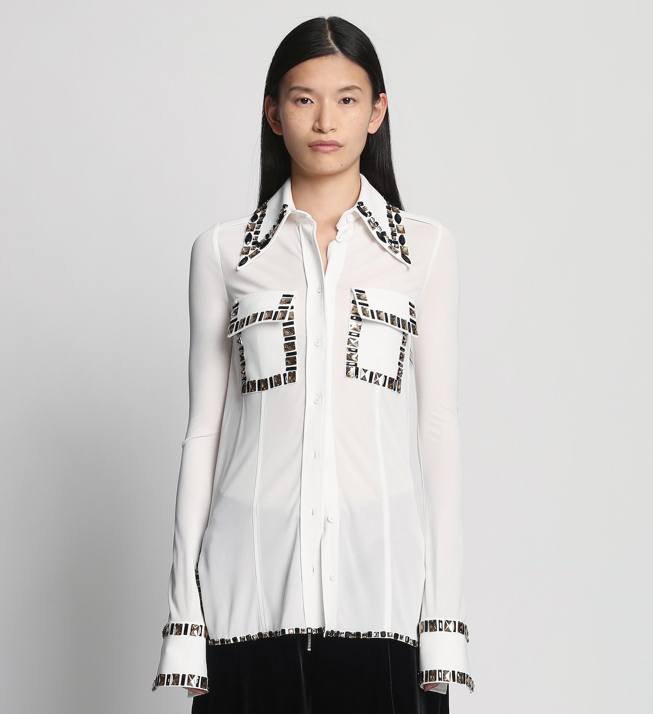 Embroidered Stone Jersey Shirt