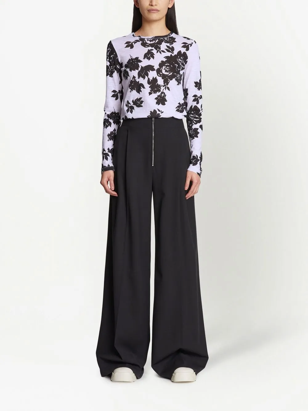 Proenza Schouler floral-print long-sleeved T-shirt - Paars