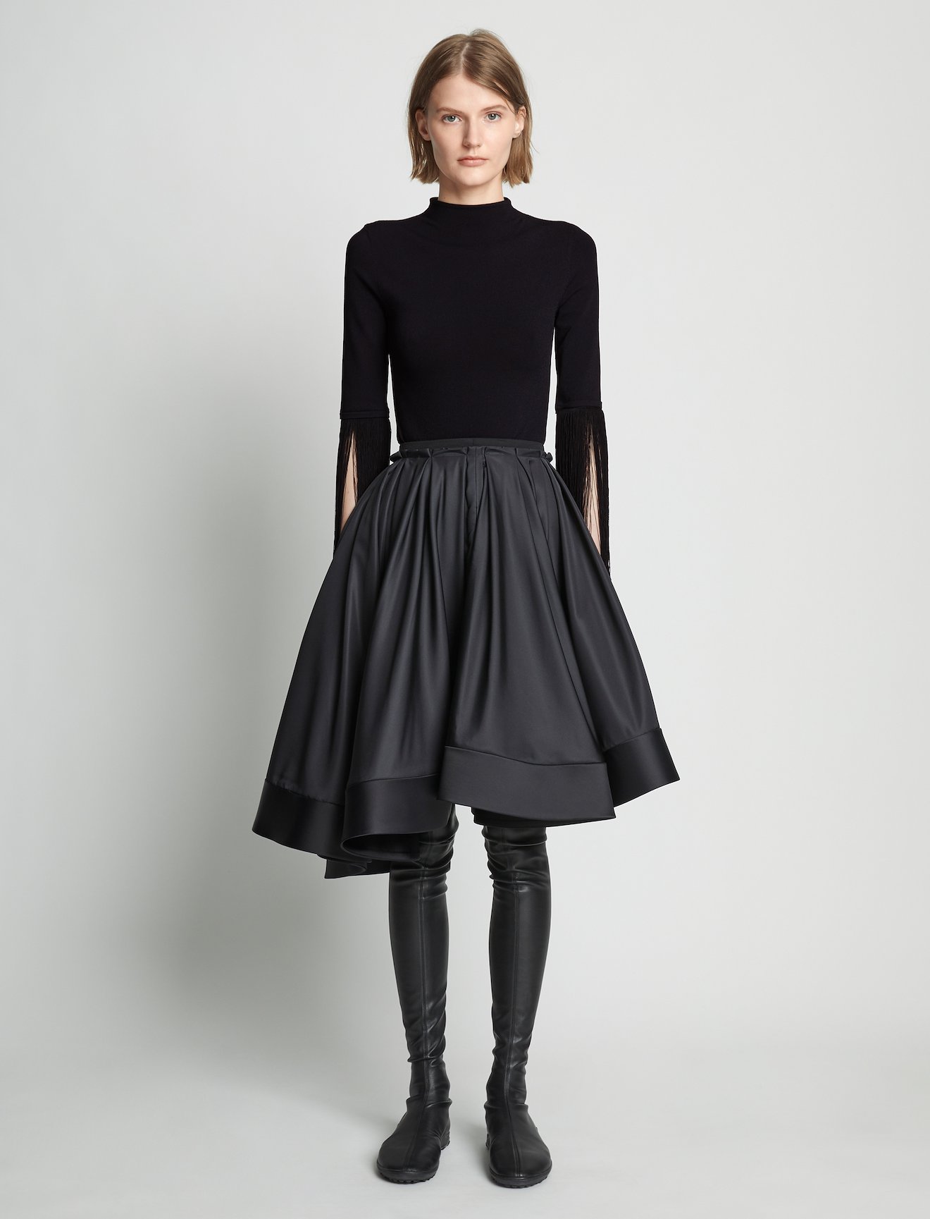 Matte Viscose Knit Fringe Sweater #1