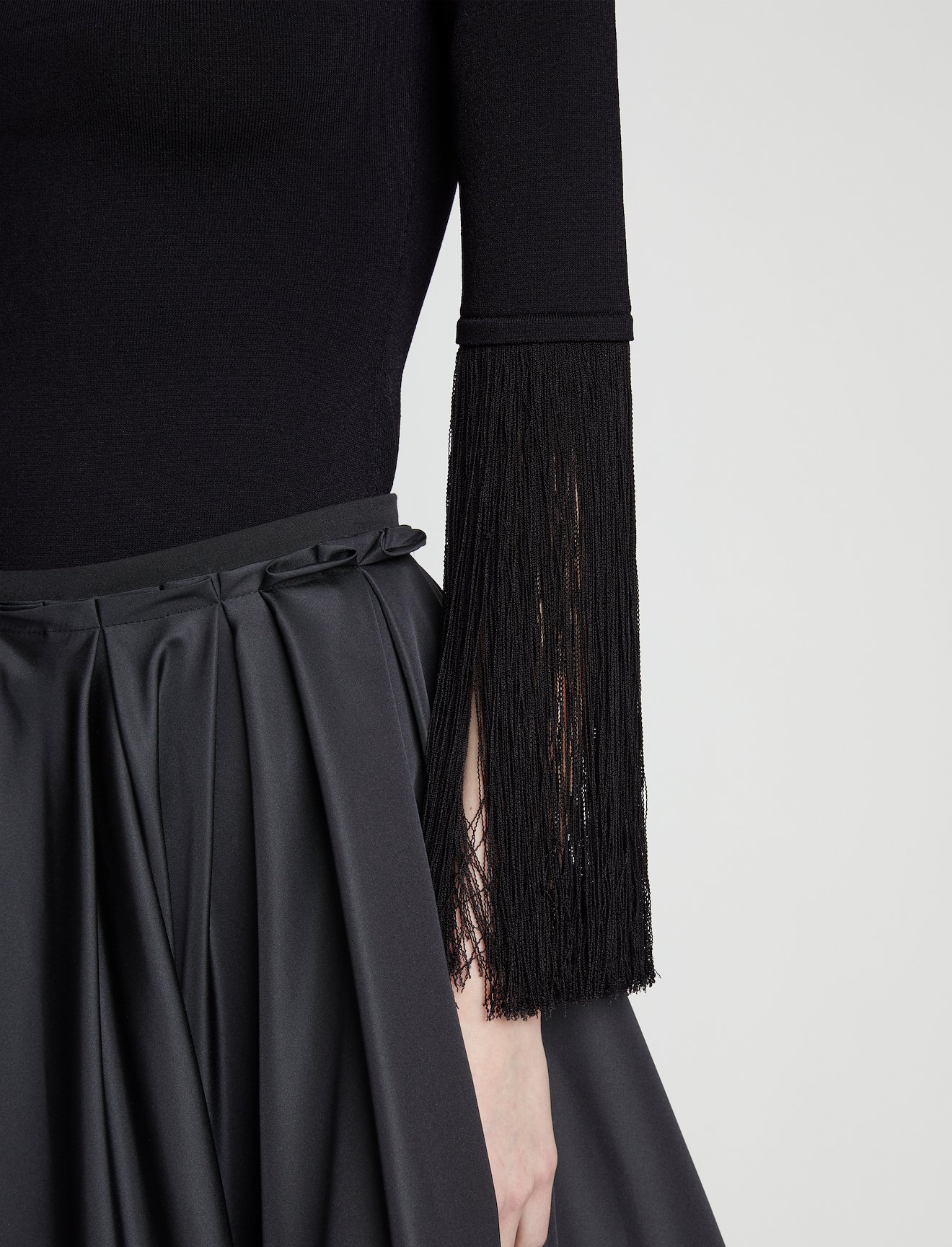 Matte Viscose Knit Fringe Sweater #4