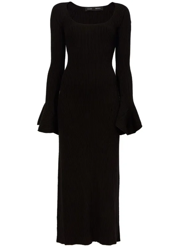 drop waist black midi dress Black Ribbed Drop Waist Strappy Midi Dress