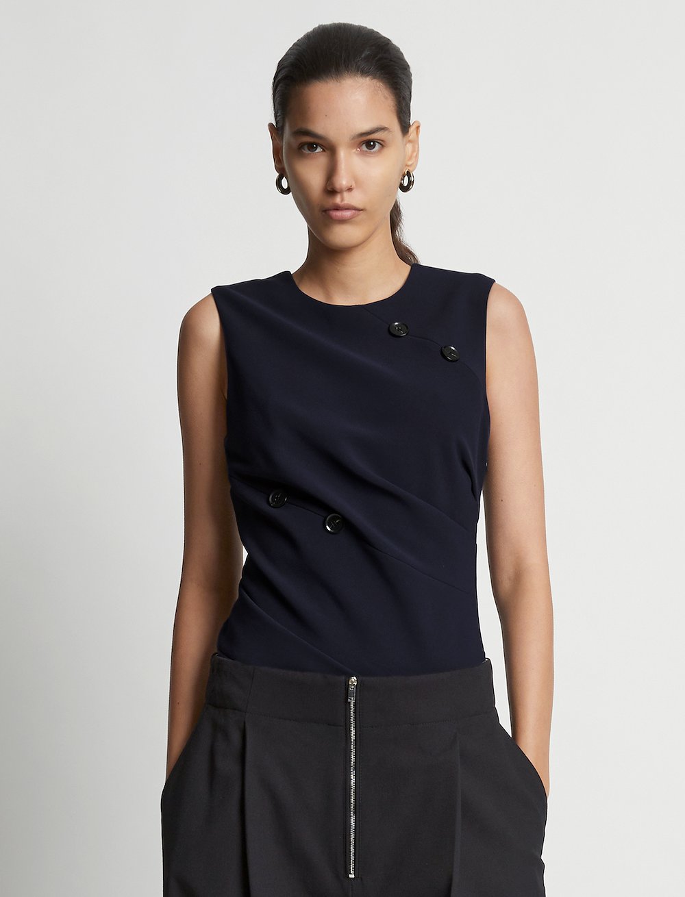 Matte Viscose Crepe Spiral Top