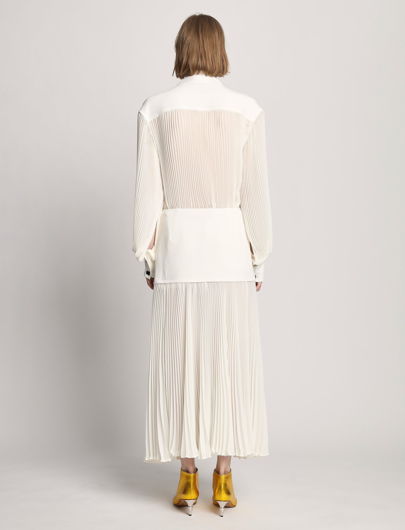 Sheer Pleat Shirt Dress #2