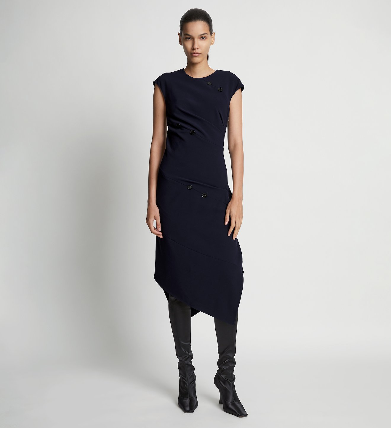 Matte Viscose Crepe Spiral Dress