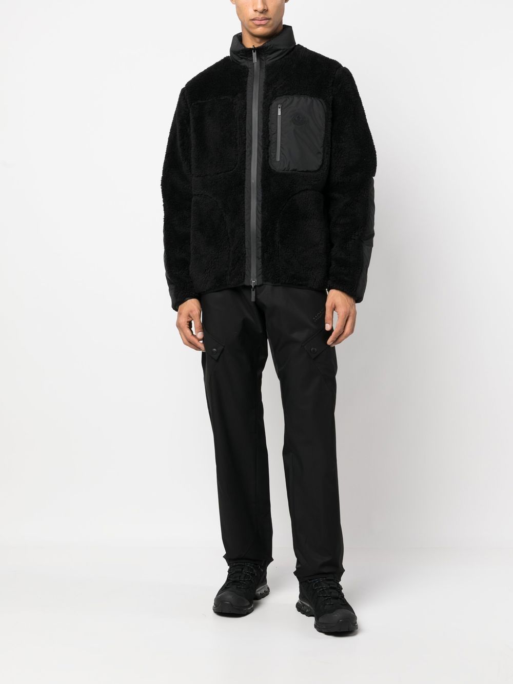 Moncler high neck zip-up jacket - Zwart