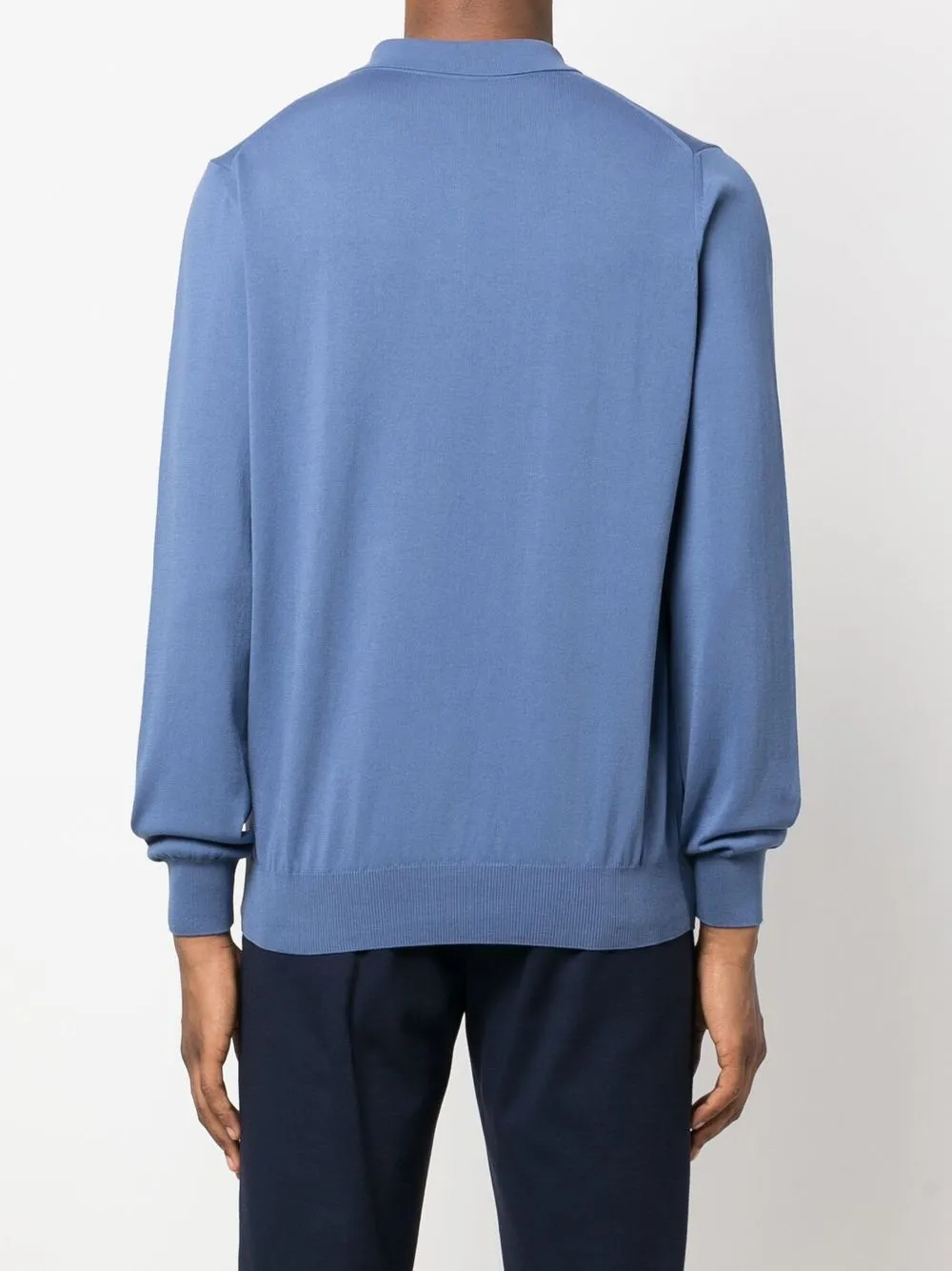 Canali Fijngebreid poloshirt Blauw