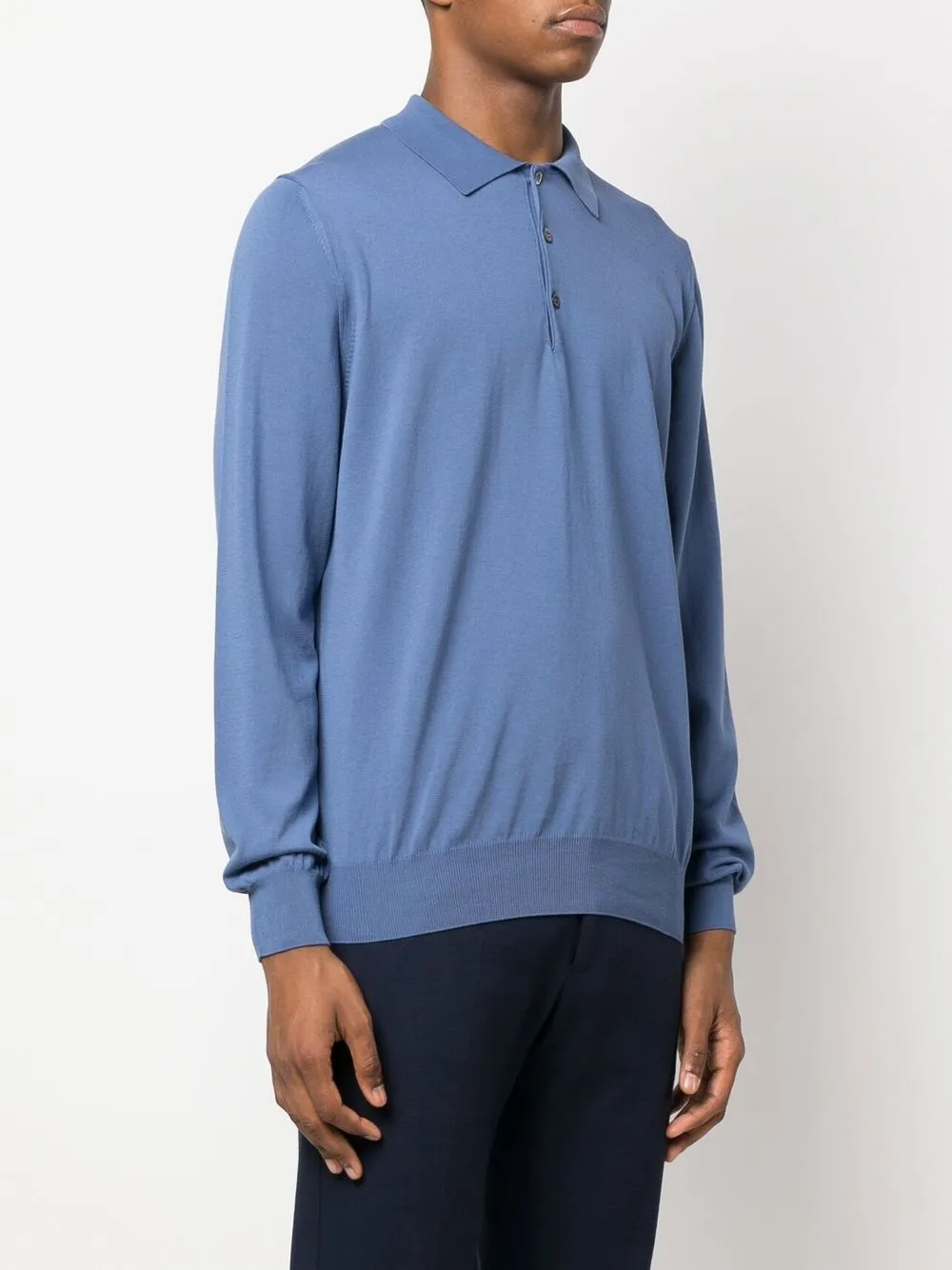 Canali Fijngebreid poloshirt Blauw