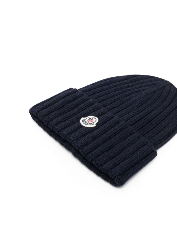 Moncler logo-patch Wool Beanie - Farfetch