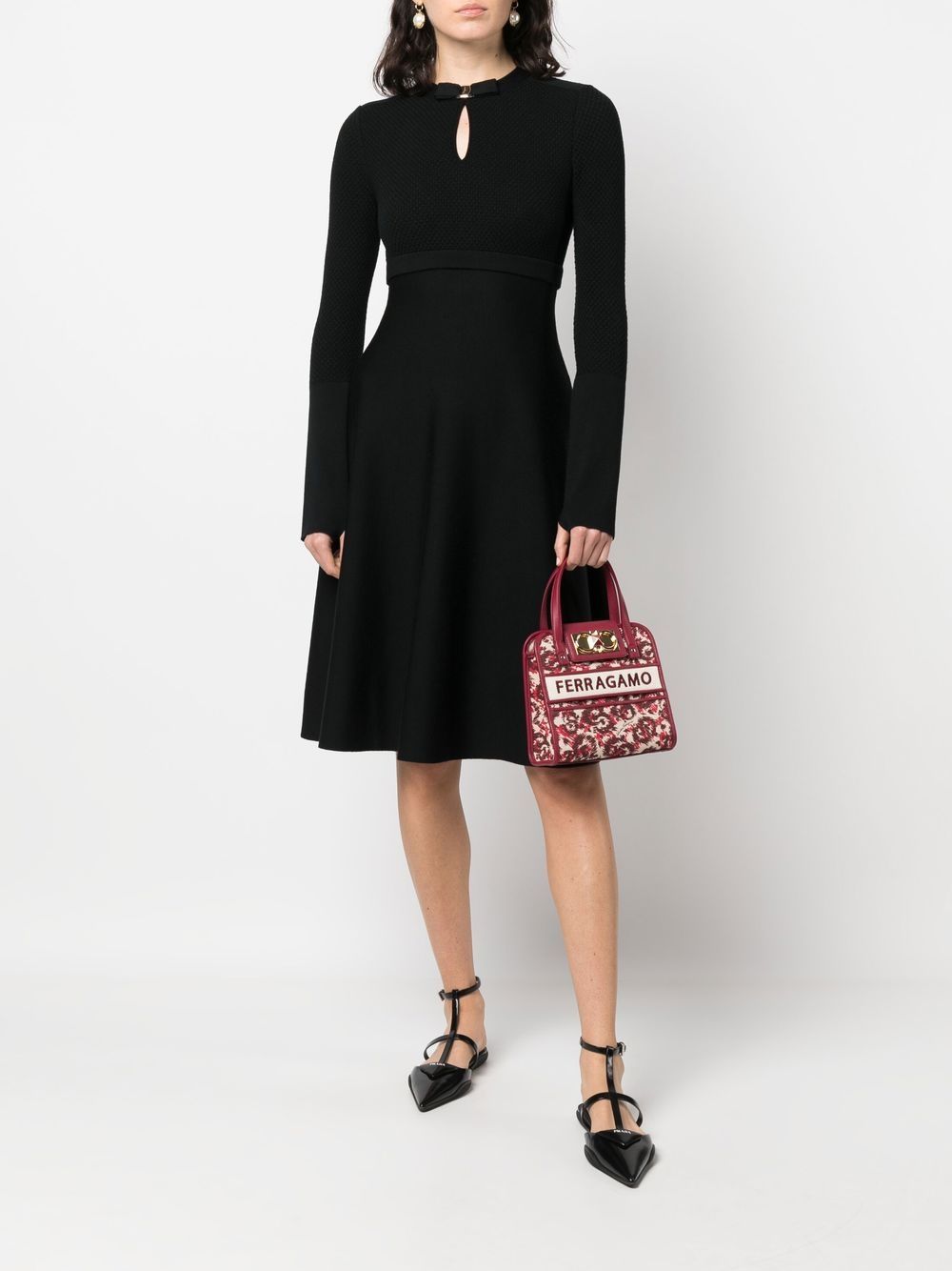 Ferragamo Jurk met strikdetail - Zwart