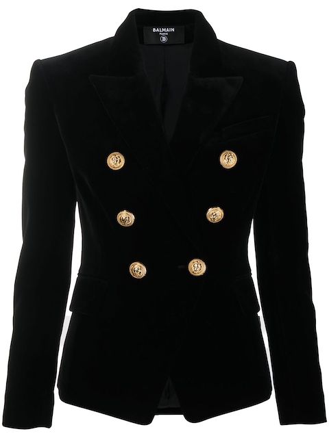 Balmain double-breasted velvet blazer