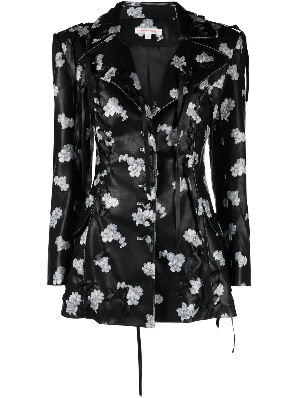 

yuhan wang blazer con estampado floral - Negro