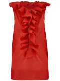 Ferragamo frill-detail virgin wool top - Red