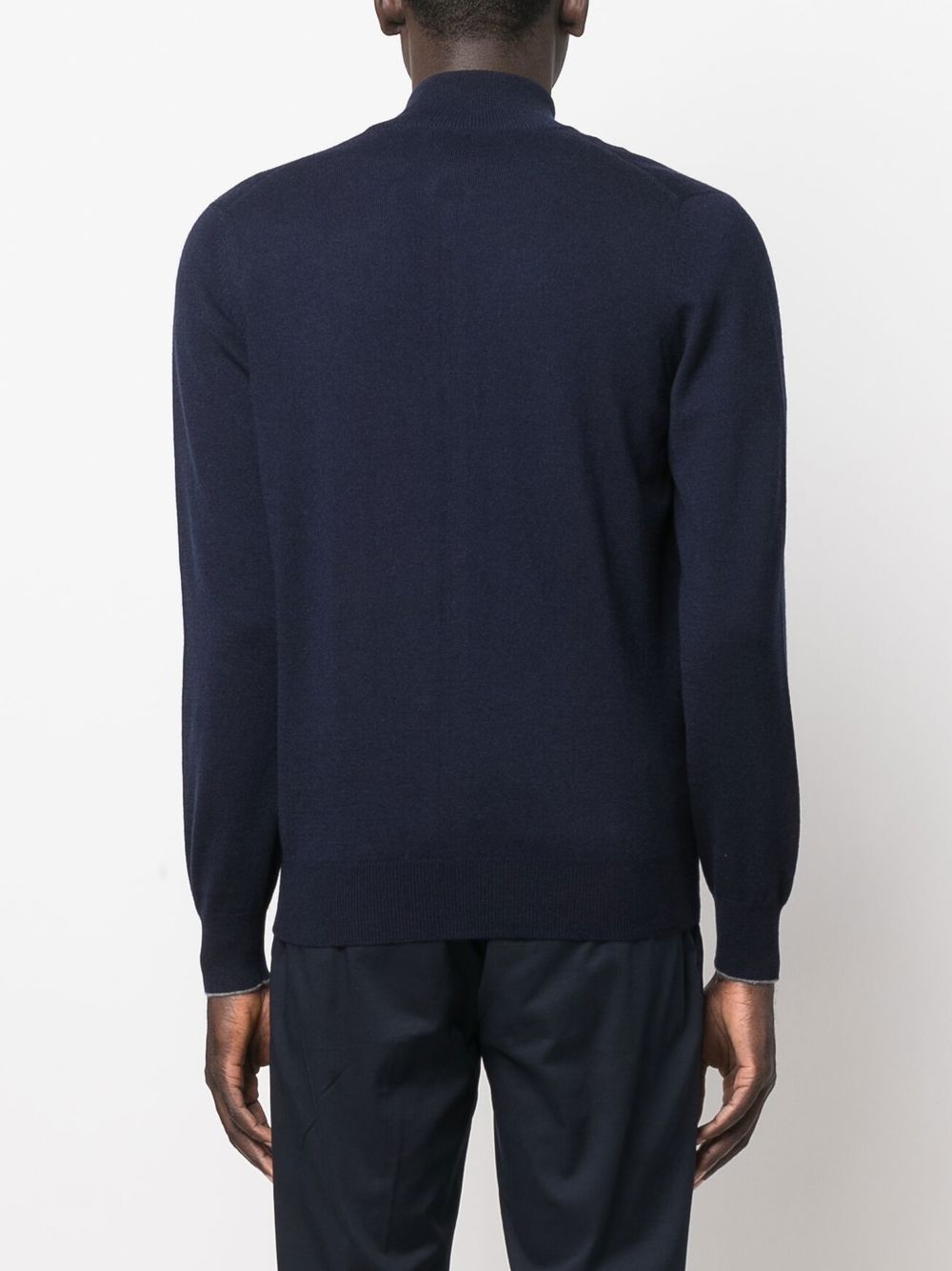 Shop Brunello Cucinelli Funnel Neck Zip-up Cashmere Jumper In Blue