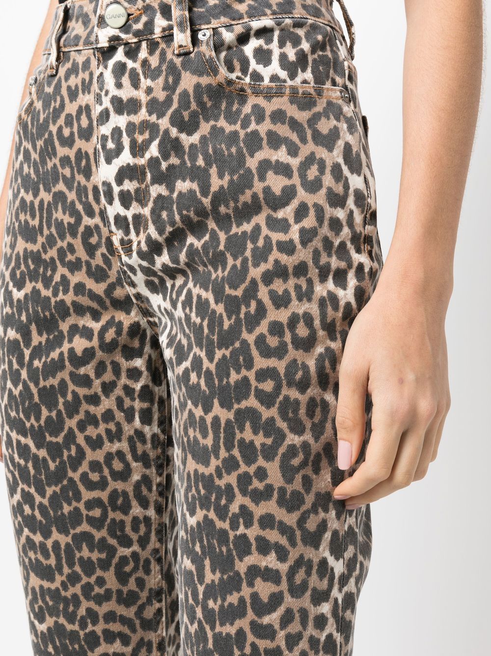 GANNI Betzy Leopard Cropped Jeans -