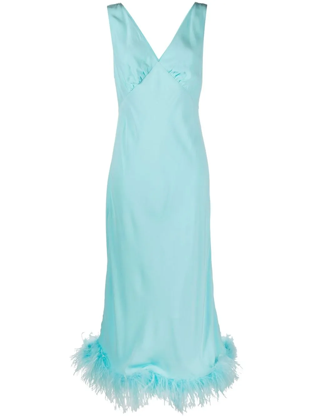 

Rixo vestido con ribete de plumas - Azul