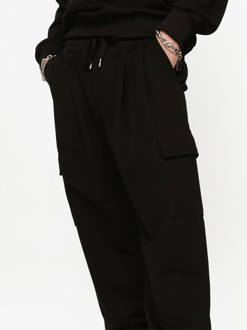 Shop Dolce & Gabbana Jersey Cargo Track Trousers In Black