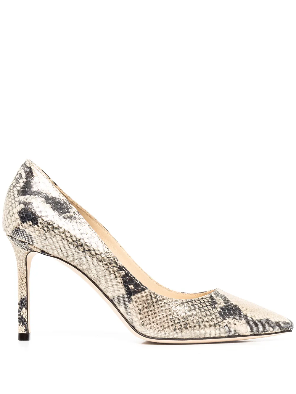 

Jimmy Choo Romy 85mm snake-effect pumps - Gold