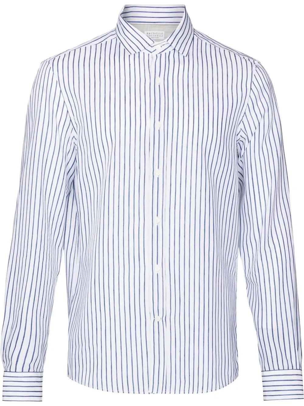 

Brunello Cucinelli camisa manga larga con rayas estampadas - Blanco