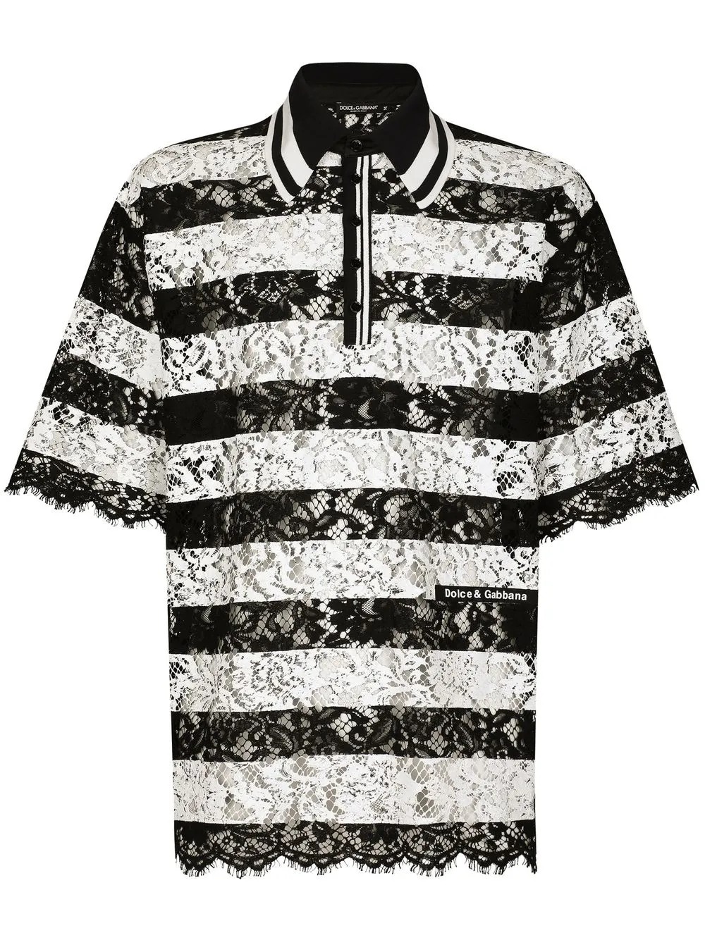 

Dolce & Gabbana playera tipo polo de encaje - Negro