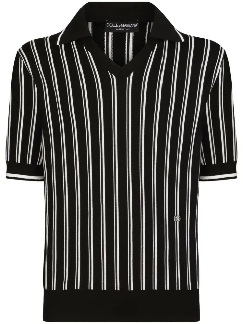 Dolce & Gabbana DG patch striped polo shirt 