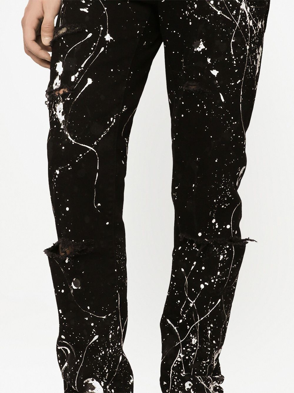 Shop Dolce & Gabbana Splash-detail Skinny Jeans In Black