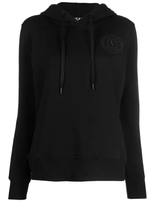 logo-embroidered drawstring hoodie