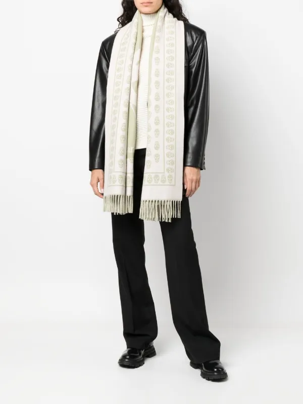 Alexander McQueen スカルプリント スカーフ Alexander McQueen＊ スカル スカーフ 関税/送料込 (alexander