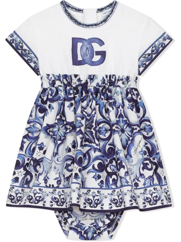 Dolce & Gabbana Kids Majolica-print Romper Dress - Farfetch