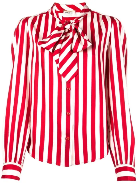 Saint Laurent pussybow striped shirt