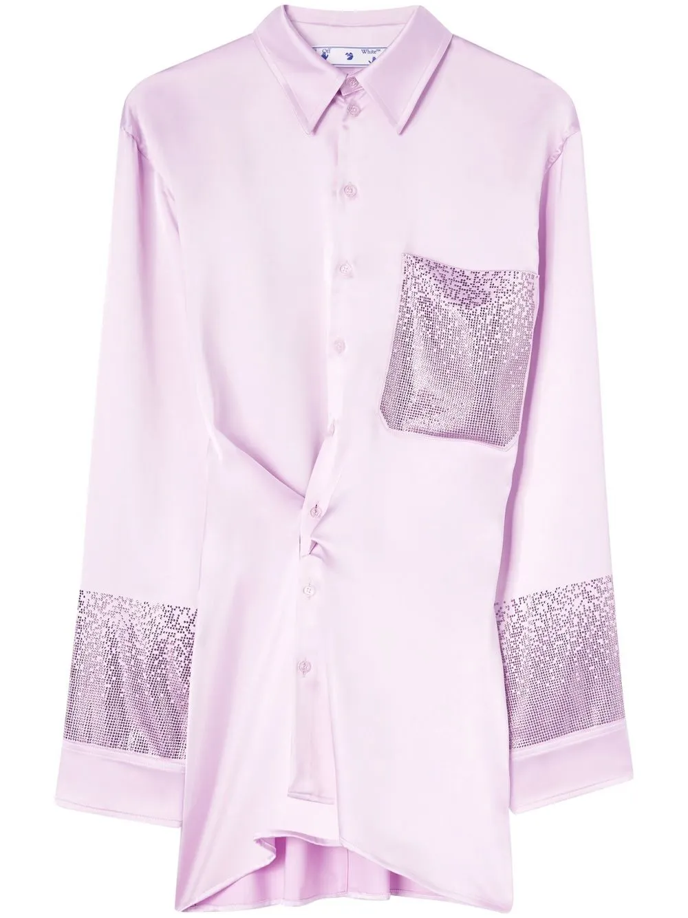 

Off-White rhinestone-embellished satin shirt dress - Purple