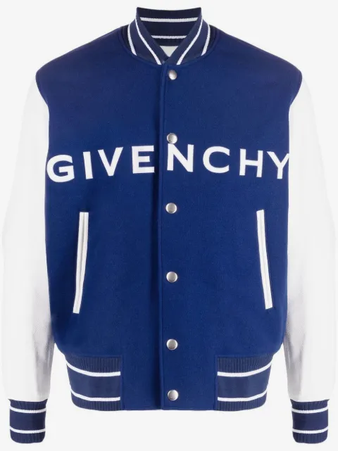 Givenchy logo-detail leather-sleeve varsity jacket