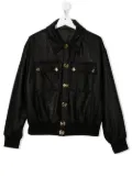 Balmain Kids metallic glitter-detail bomber jacket - Black