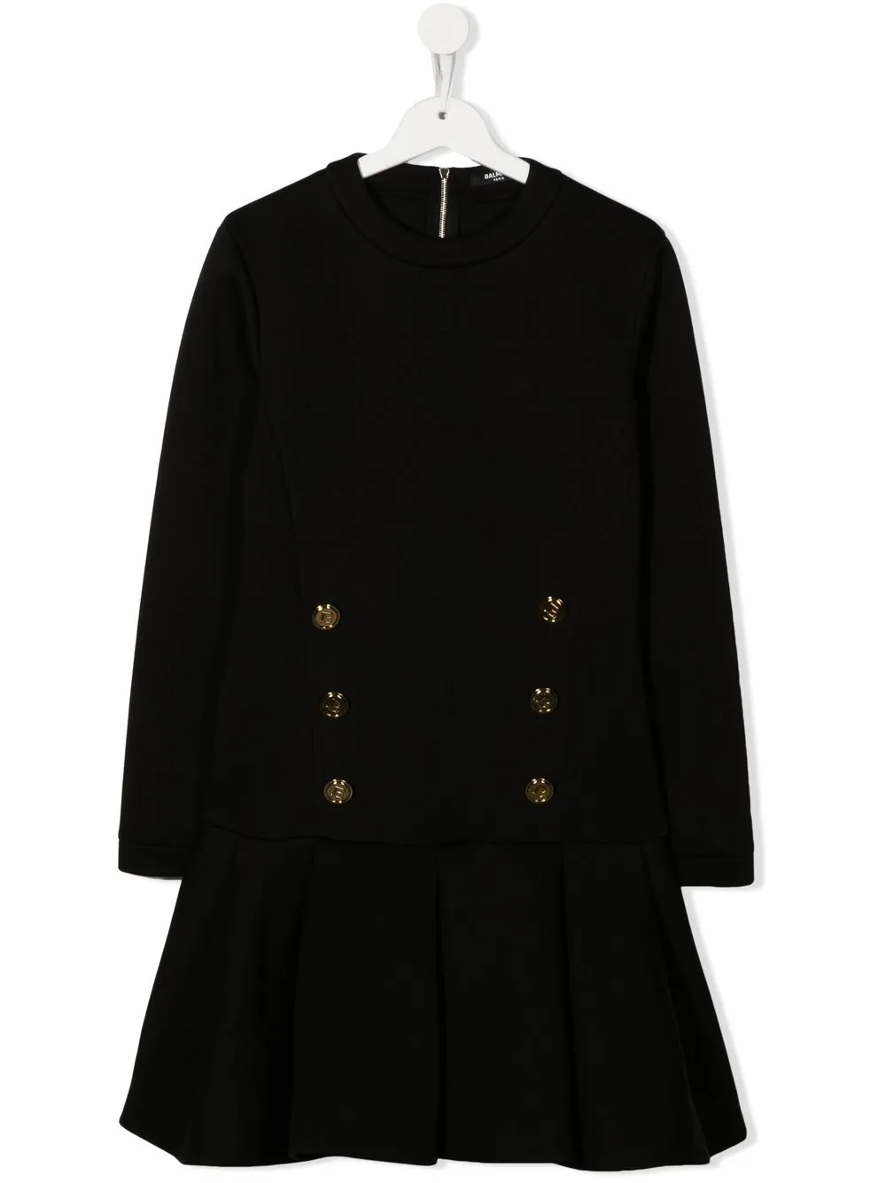 

Balmain Kids vestido con doble botonadura y peplum - Negro