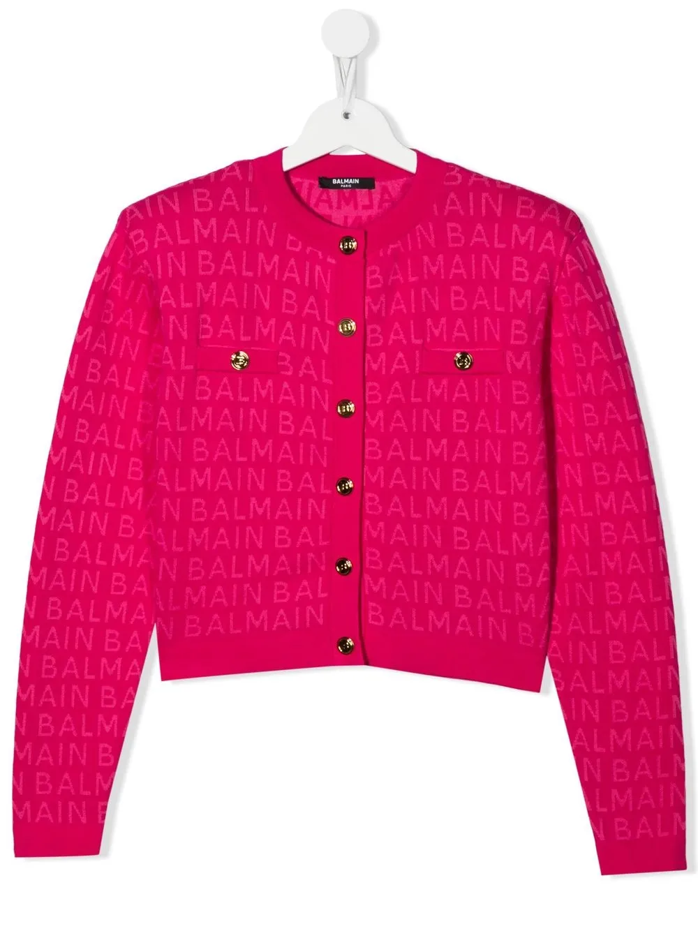 

Balmain Kids TEEN logo-jacquard cardigan - Pink