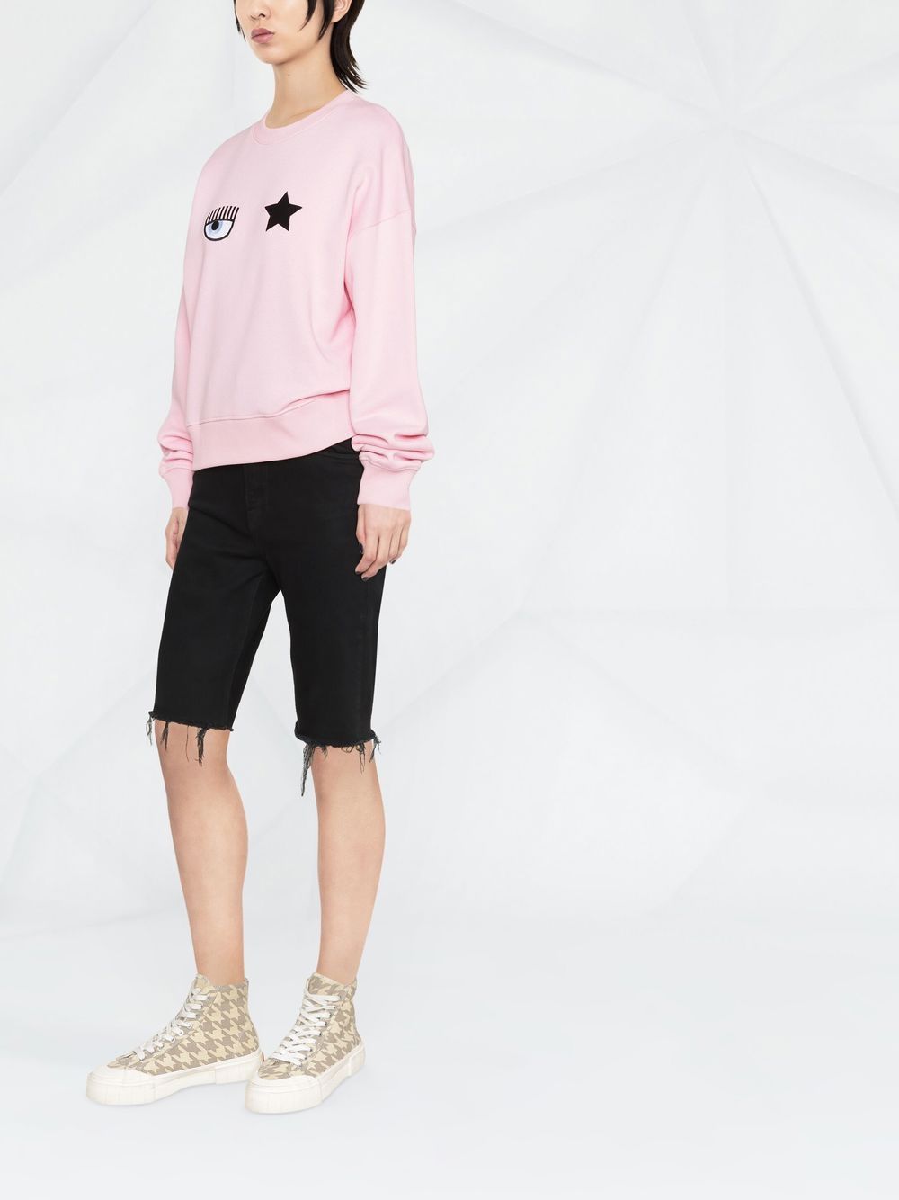 Shop Chiara Ferragni Logo-print Cotton Sweatshirt In Pink