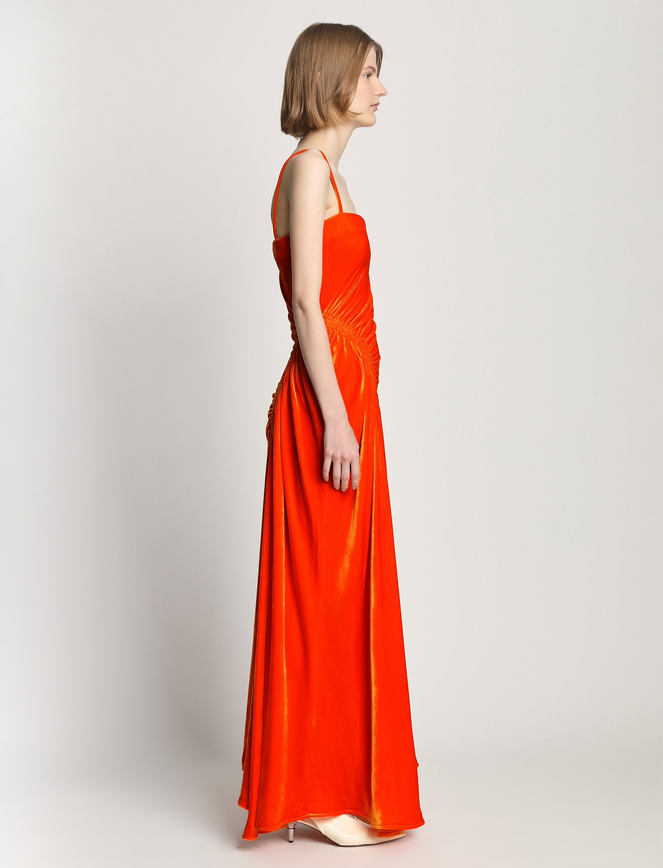Silk Viscose Velvet Gathered Dress #1