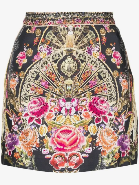 Camilla baroque-print mini skirt