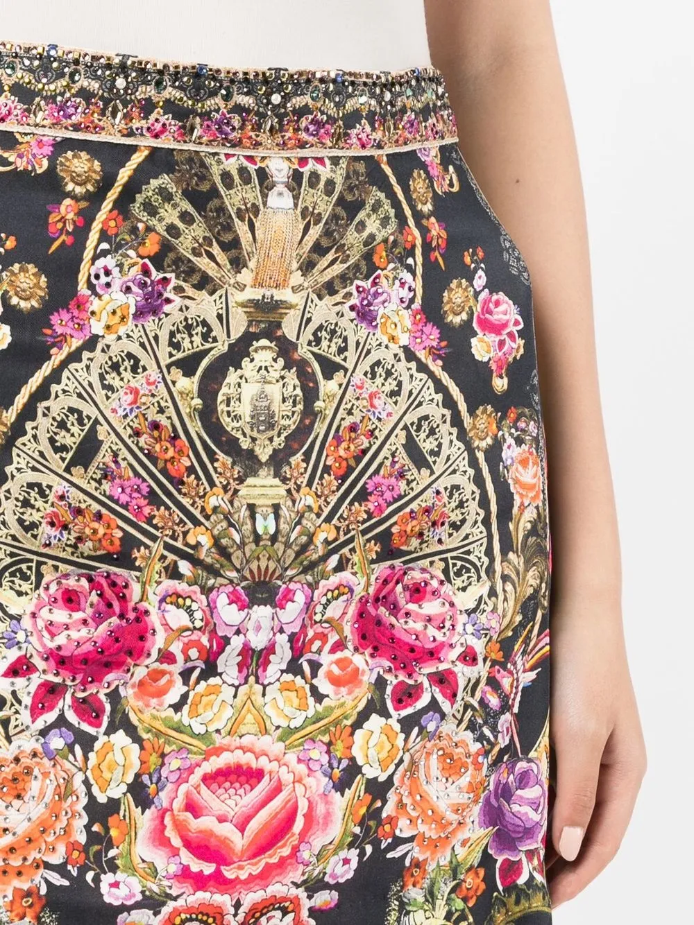 Baroque-print mini skirt