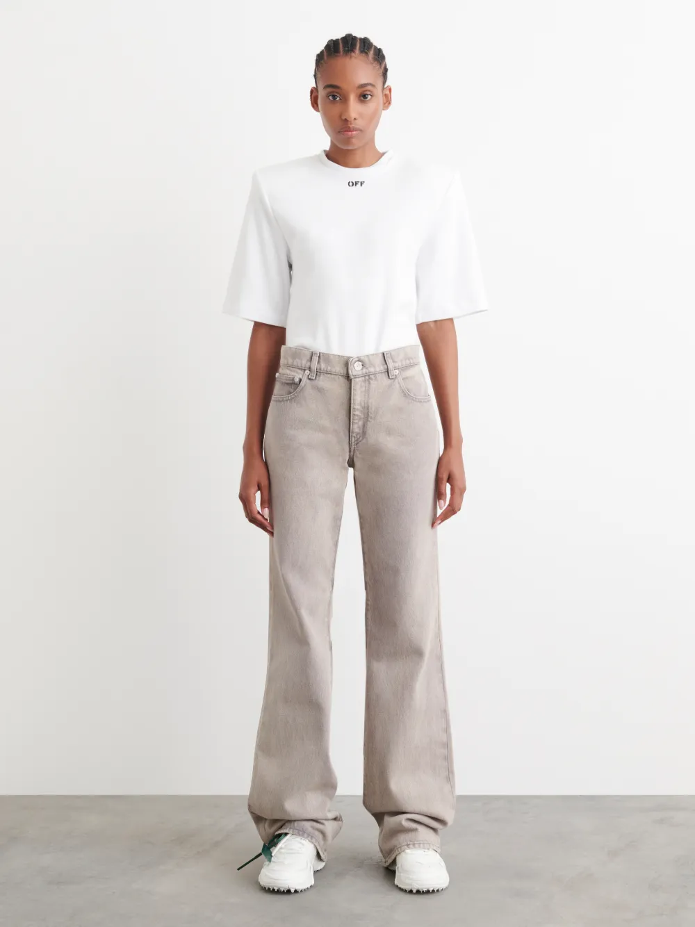 flared stonewashed jeans