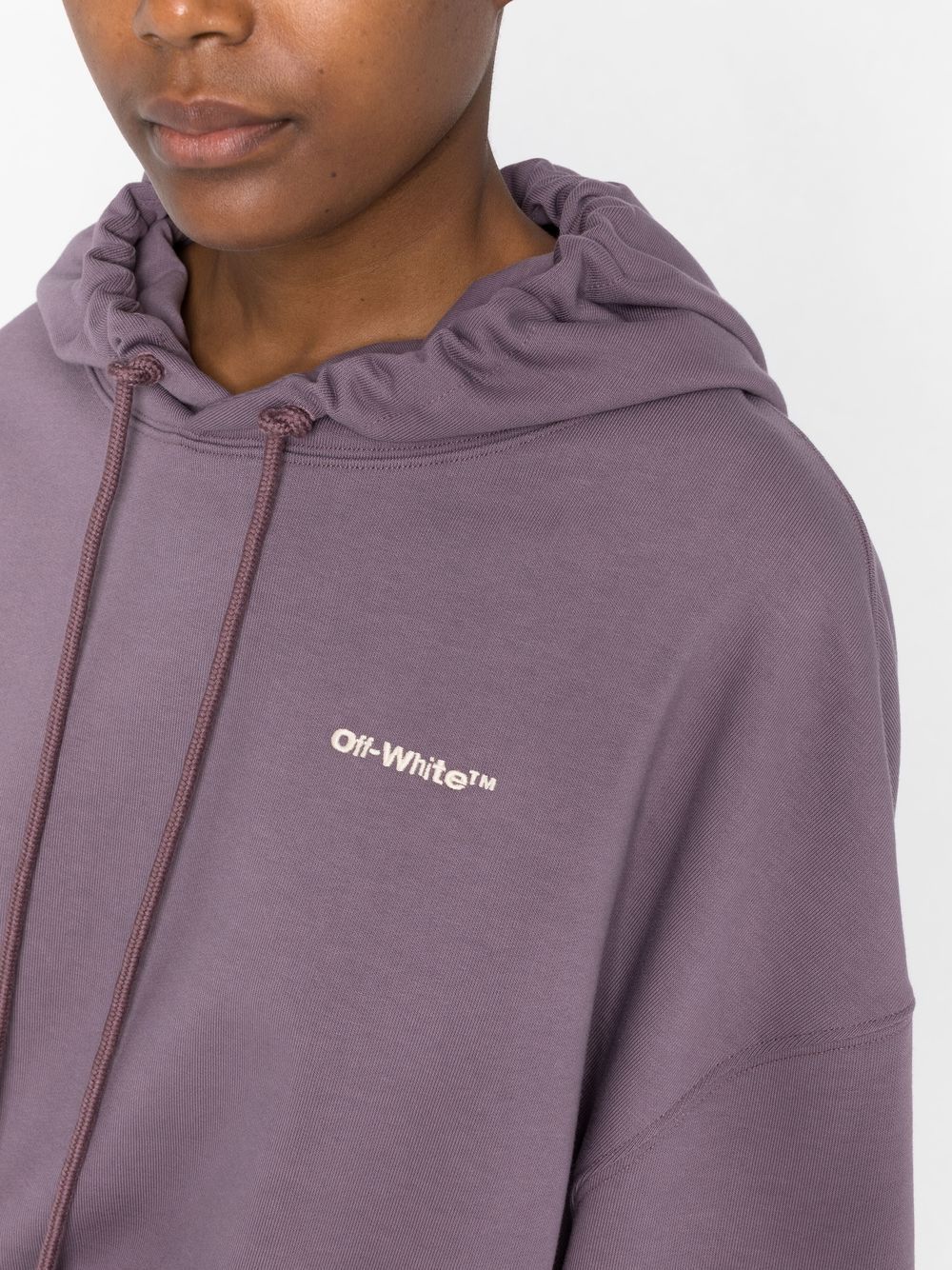 Off White Logo Embroidered Hoodie Dress Purple Farfetch 4754