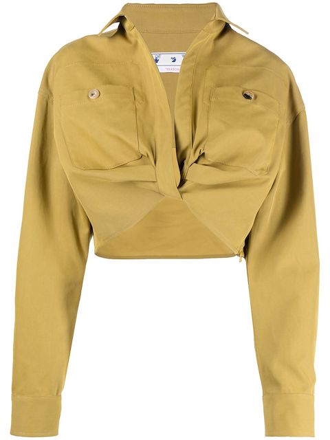 Off-White twist-front cropped cargo shirt