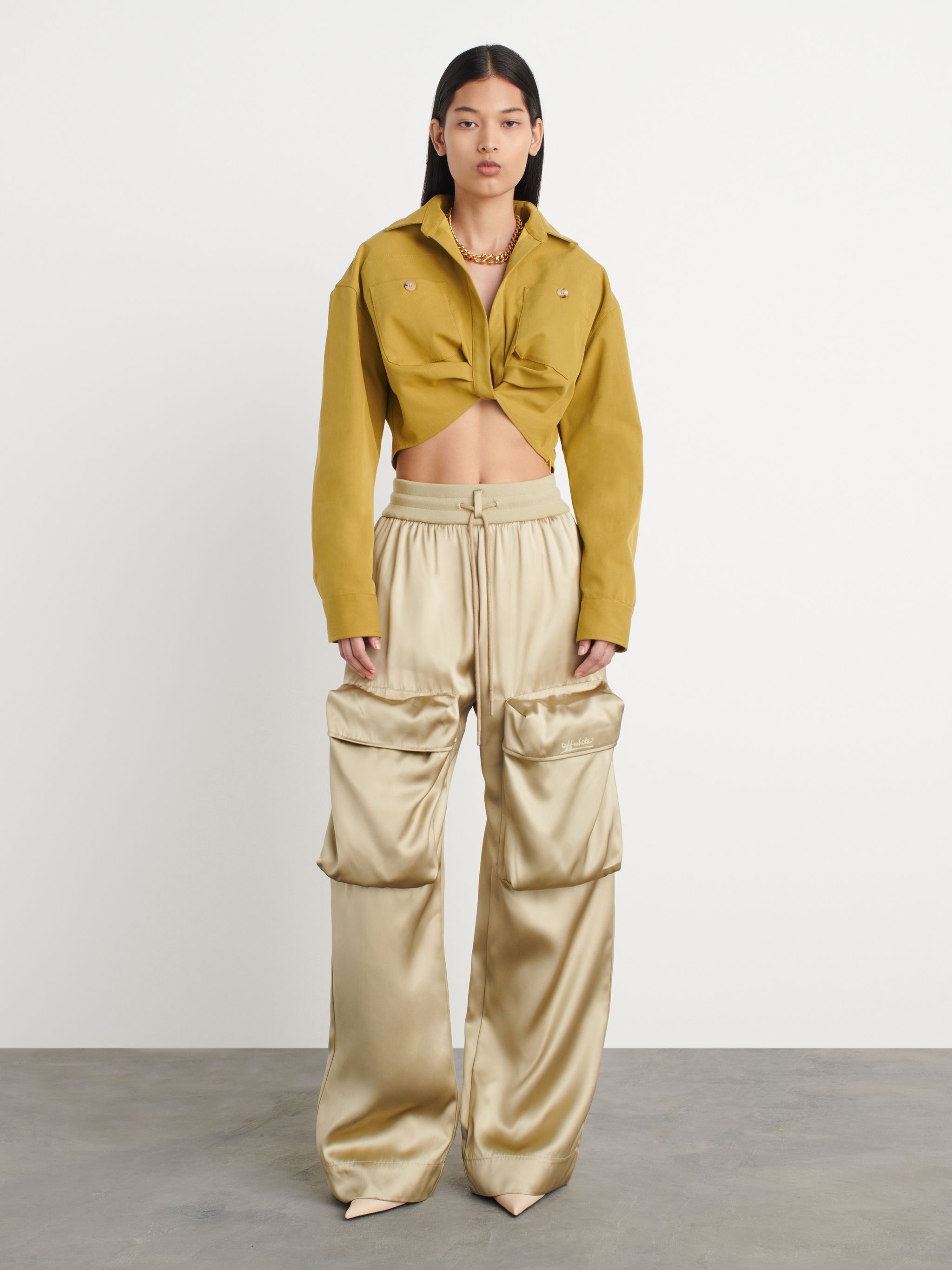 twist-front cropped cargo shirt