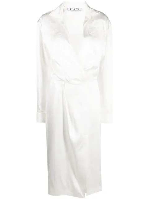 Off-White twist-front satin shirt midi dress