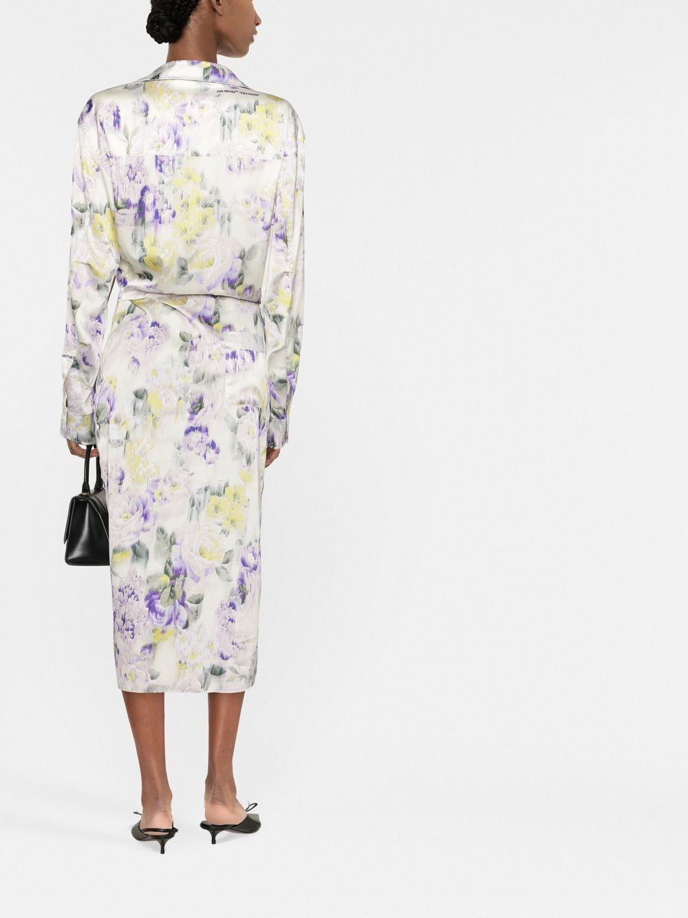Shop Off-white Floral-print Dress In Green