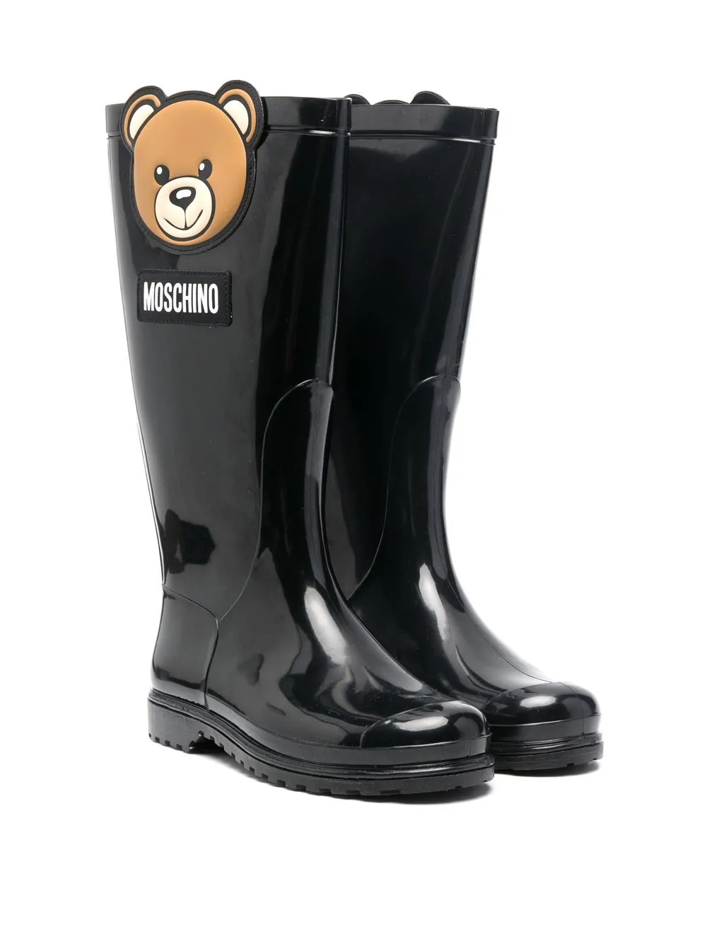 

Moschino Kids Teddy knee-high wellies - Black
