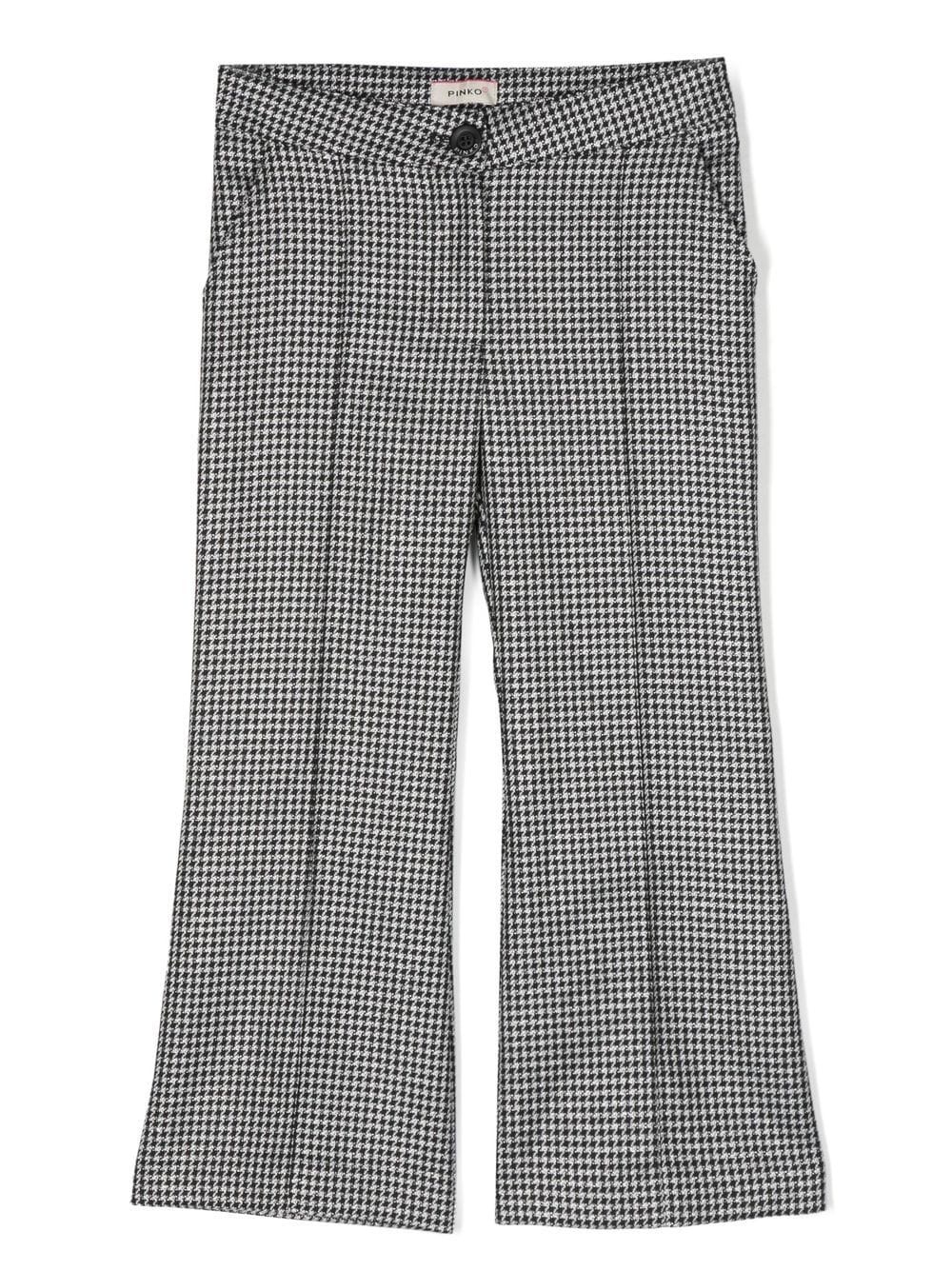 

Pinko Kids houndstooth-pattern flared trousers - Black