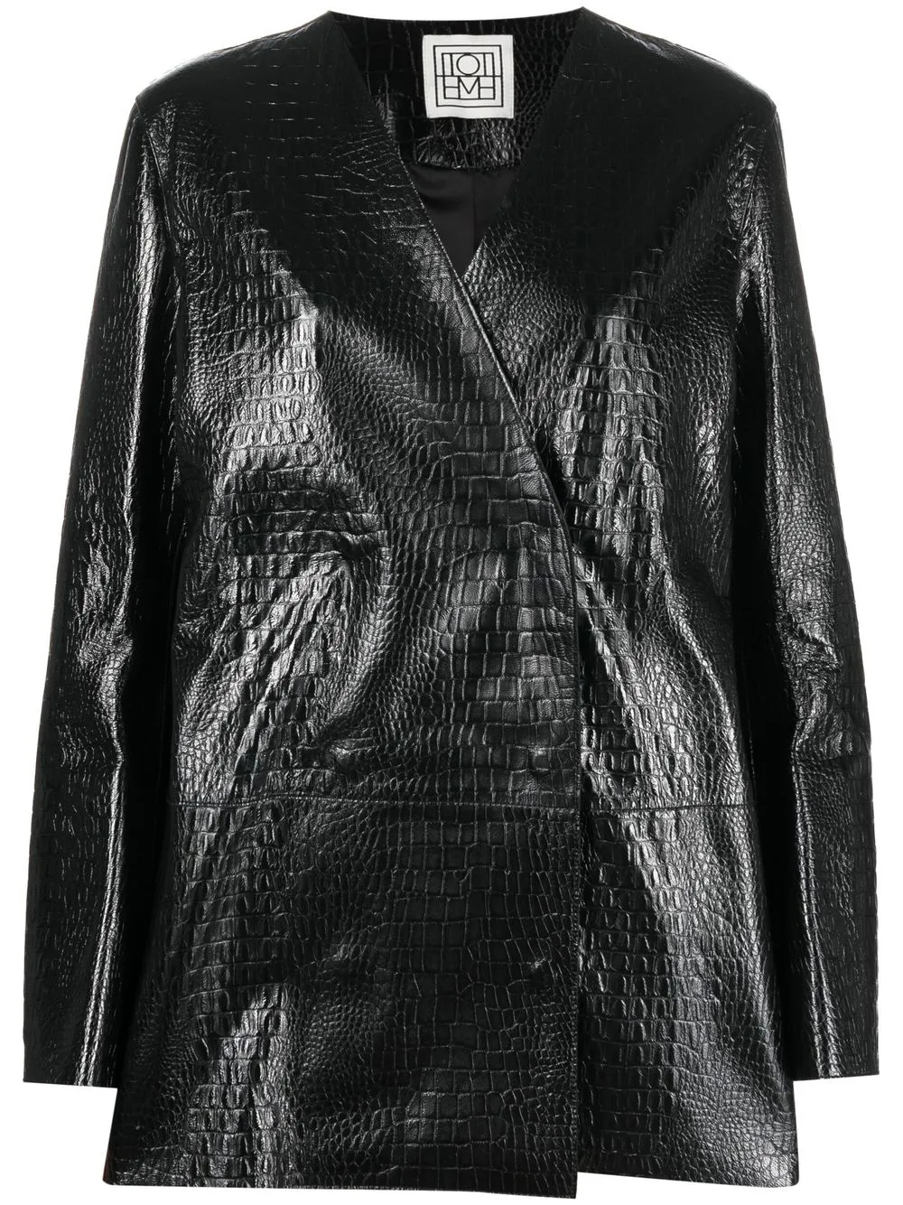 

TOTEME crocodile-effect double-breasted jacket - Black